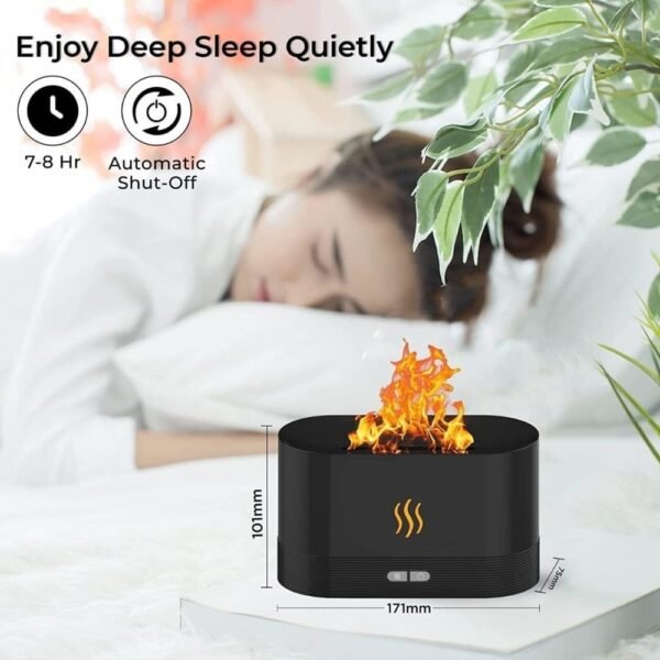 Flame Air Diffuser Noiseless Humidifier Comes with 6 Essential Oils (Black)