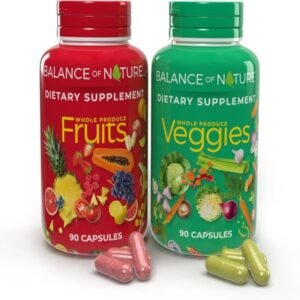 Balance of Nature Fruits & Veggies - Whole Food Supplement 90 Fruit Capsules, 90 Veggie Capsules - 1 Set