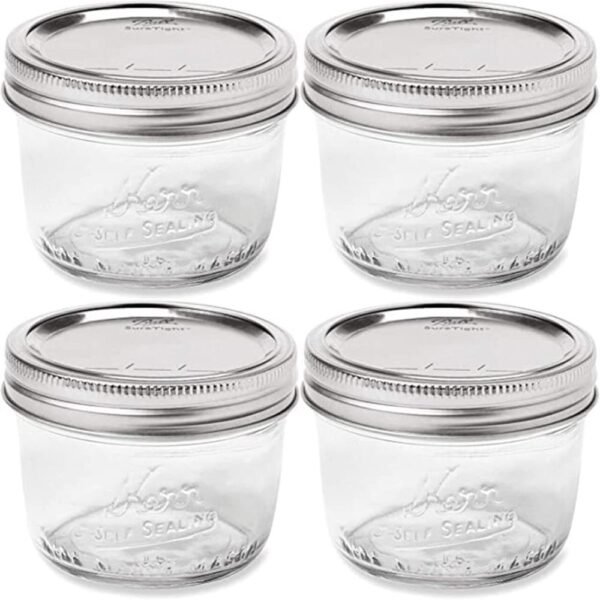 Wide Mouth Mason Jar 8 oz - (4 Pack)